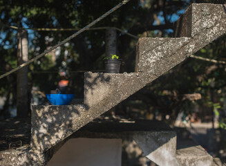 Outdoors urban stairs  scene, sunlight 