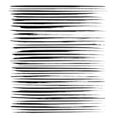 Abstract black long textured ink strokes isolated on a white background