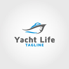 Fishing board vector logo design template idea