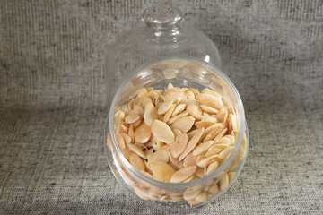 whole and peeled argan nuts, close up