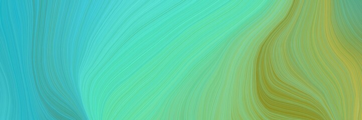 colorful and elegant vibrant creative waves graphic with modern soft swirl waves background illustration with medium aqua marine, yellow green and dark sea green color