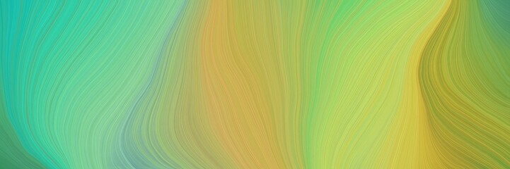 colorful and elegant vibrant artistic art design graphic with modern soft curvy waves background design with dark khaki, light sea green and pastel green color