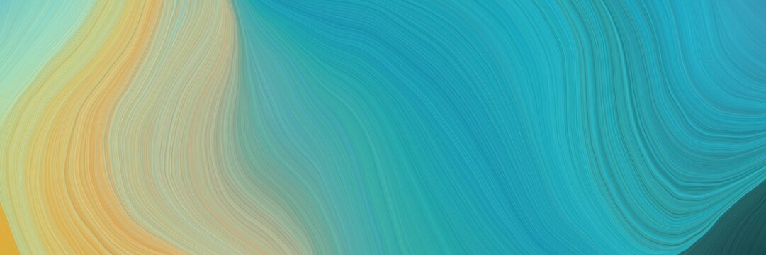 colorful and elegant vibrant creative waves graphic with modern waves background design with tan, light sea green and dark sea green color