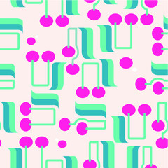 Seamless fashion vector cherry pattern. CMYK