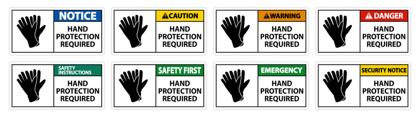 Hand Protection Required Sign on white background