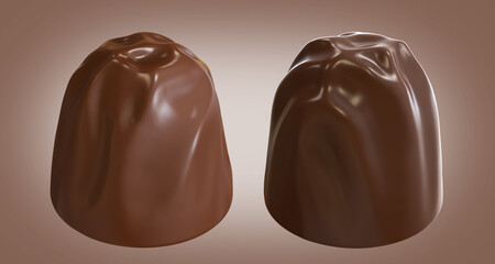 chocolate truffles on isolated on background. 3d illustration