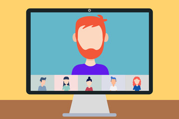 Redhead male. people connecting together Colorful