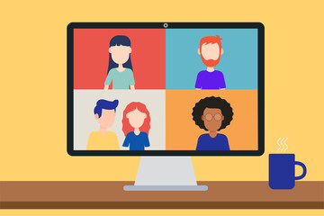 Between friends and a couple connecting together Colorful