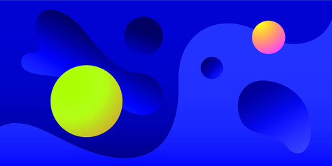 Vector template with copy space Two different colorful gradient circles on abstract blue background