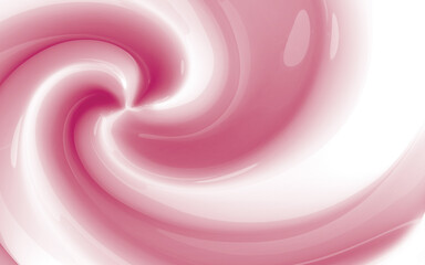 Strawberry and milk swirl background. 3d illustration