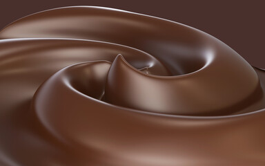 Swirl Chocolate background 3d illustration