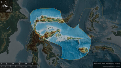 Molucca Sea tectonic plate - composition. Relief