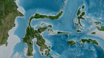 Molucca Sea tectonic plate - raster. Satellite