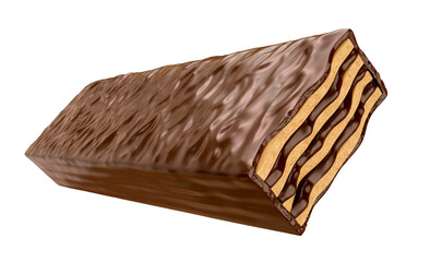 Chocolate coated on Crispy wafer, Design for Packaging Concept, with Clipping path 3d illustration