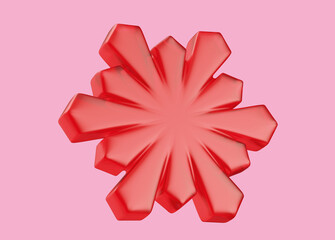 jelly snowflake isolated on background 3d illustration