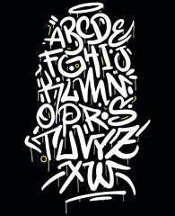 Handmade Urban Font. Marker Graffiti Font, handwritten Typography vector - obrazy, fototapety, plakaty