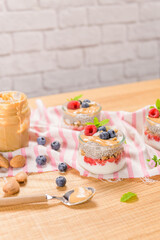 Chia pudding with oat and berries