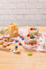 Chia pudding with oat and berries