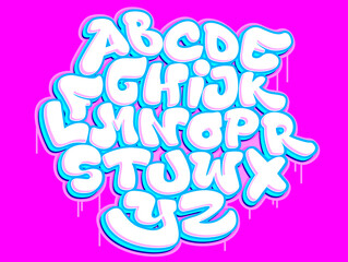 Graffiti bubble shaped alphabet set.