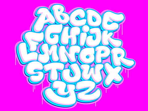 Graffiti bubble shaped alphabet set.