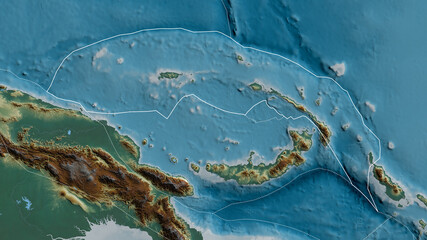 North Bismarck tectonic plate - outlined. Relief