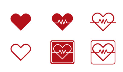 Heart rate icon - health monitor. Red Heart Rate.Blood pressure vector icon, heart cheering cardiogram, good health logo, healthy pulse flat symbol, medical pulsometer element