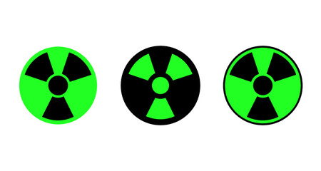 Nuclear power symbol - Caution radioactive danger sign. Radiation warning icon design template on isolated background. Radioactive contamination. Nuclear alert. Radiaction warning. Vector illustration