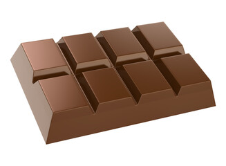 close up a chocolate bar isolated background. 3d illustration