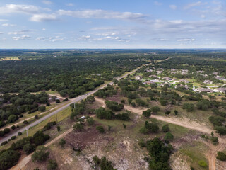Fototapeta na wymiar Wide Angle Aerial View of The Texas Hill Country During Day Time Summer Day