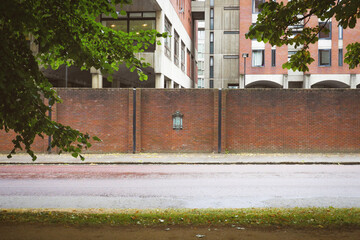 Red brick wall, city of London England.