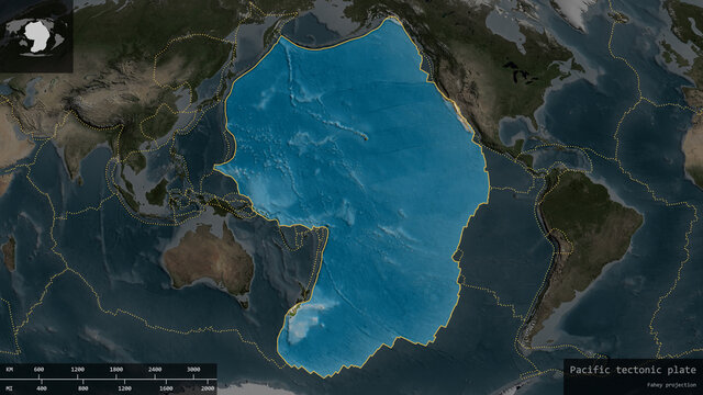 Pacific tectonic plate - composition. Satellite