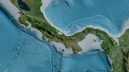 Panama tectonic plate - outlined. Satellite