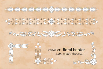 Florale Bordüren Sammlung, 
Vektor Illustration 