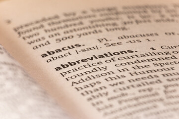 Dictionary definition of the word abbreviations