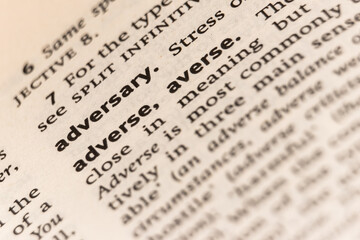 Fototapeta premium Dictionary definition of the word adversary adverse