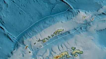 Shetland tectonic plate - outlined. Relief