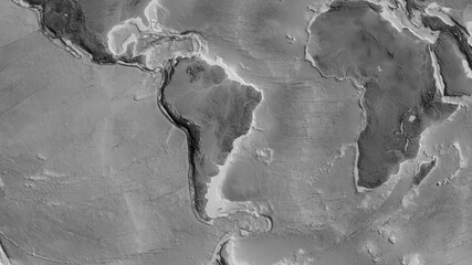 South American tectonic plate - raster. Grayscale
