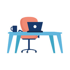 Fototapeta premium office desk with chair and laptop vector design