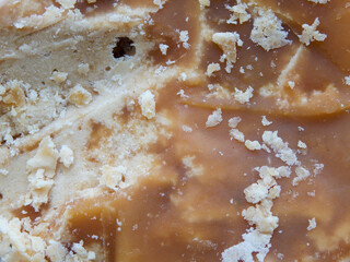 Close-up view of jaggery (cane sugar)