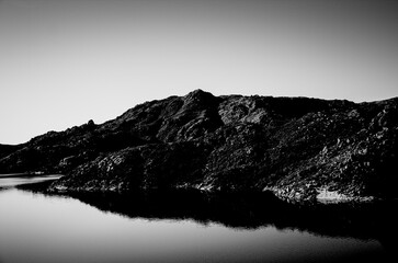 black and white photo of mountain