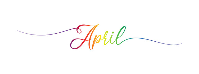 april letter calligraphy banner colorful gradient