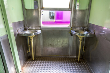 stainless steel sink in old traditional train