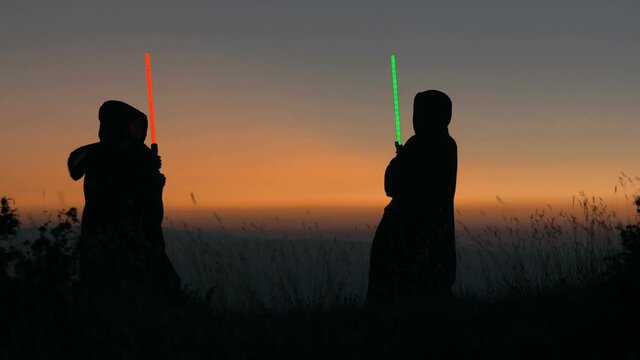 Wizards duel with sci-fi magic weapon
