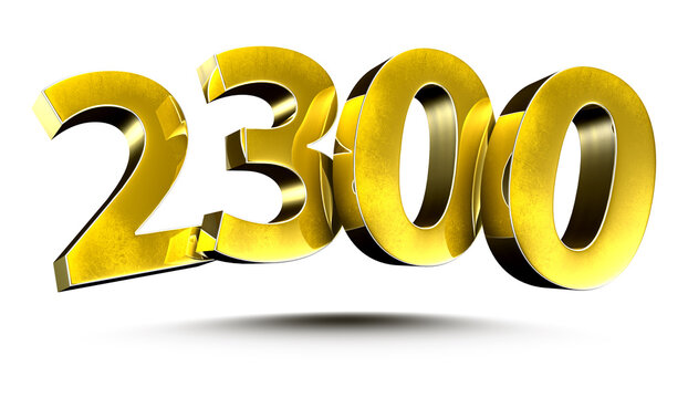 3D illustration Numbers 2300 Gold isolated on a white background.(with Clipping Path)