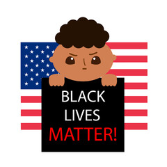 Black Lives Matter. African Americans Children against racism. The social problems of racism vector illustration