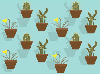 Various Cactus Set Vector Seamless Background Wallpaper 2-01