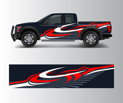 cargo van and car wrap vector, Truck decal designs, Graphic abstract stripe designs for offroad race, adventure and livery car