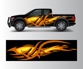 truck and cargo van wrap vector, Car decal wrap design. Graphic abstract stripe designs for vehicle, race, offroad, adventure and livery car