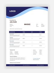 Creative style invoice design for accountants vector template