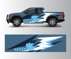 pickup truck graphic vector. abstract shape with grunge design for vehicle vinyl wrap © Saiful
